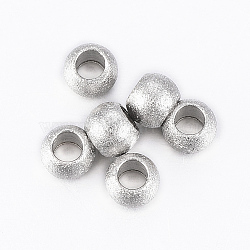 202 Stainless Steel Textured Beads, Rondelle, Stainless Steel Color, 4x3mm, Hole: 2mm(X-STAS-K154-A-72P)