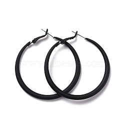 Alloy Big Hoop Earrings for Women, Spray Earrings with 925 Sterling Silver Pin, Black, 6 Gauge, 50x4mm, Pin: 0.6mm(EJEW-M201-01H)