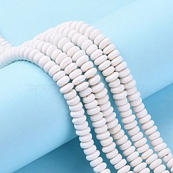 Handmade Polymer Clay Beads Strands, for DIY Jewelry Crafts Supplies, Flat Round, Creamy White, 6~7x3mm, Hole: 1.5mm, about 113~116pcs/strand, 15.55 inch~16.14 inch(39.5~41cm)(X-CLAY-N008-008E)