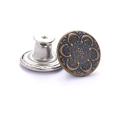 Alloy Button Pins for Jeans, Nautical Buttons, Garment Accessories, Round, Flower, 17mm(PURS-PW0009-01O)