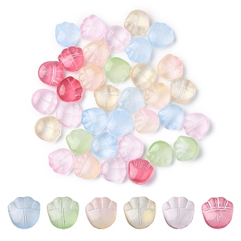 35Pcs Transparent Spray Painted Glass Beads, Bear Claw Print, Mixed Color, 14x14x7mm, Hole: 1mm