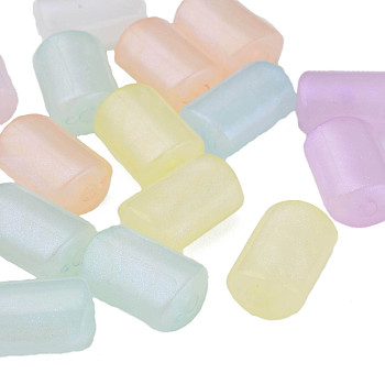 Opaque Acrylic Beads, Glitter Beads, Column, Mixed Color, 18x12x8.5mm, Hole: 2.5mm, about 320pcs/500g