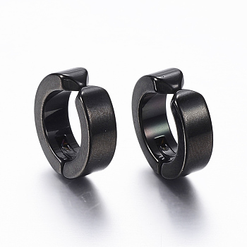 304 Stainless Steel Clip-on Earrings, Hypoallergenic Earrings, Gunmetal, 13x4mm