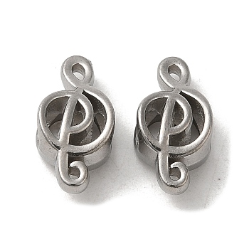 304 Stainless Steel Hollow Beads, Musical Note, Stainless Steel Color, 17.5x8.5x6.5mm, Hole: 4mm