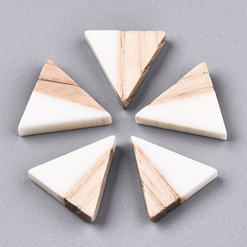 Opaque Resin & Wood Cabochons, Triangle, Cornsilk, 15x14.5x3mm