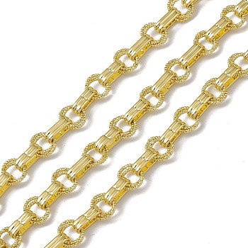 Brass Ring & Rectangle Link Chains, with Spool, Unwelded, Long-Lasting Plated, Cadmium Free & Nickel Free & Lead Free, Real 18K Gold Plated, 10x4.5x3mm, 8x1mm
