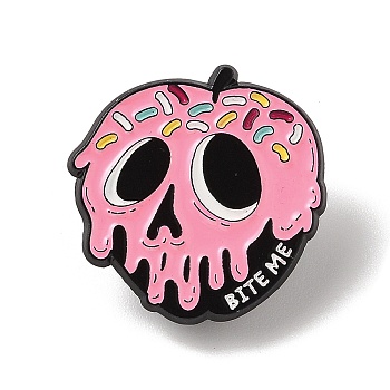 Halloween Themed Enamel Pins, Black Alloy Brooches for Backpack Clothes, Apple, 28.5x28.5x1.5mm