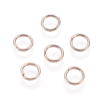 304 Stainless Steel Open Jump Rings, Rose Gold, 20 Gauge, 6x0.8mm, Inner Diameter: 4.5mm