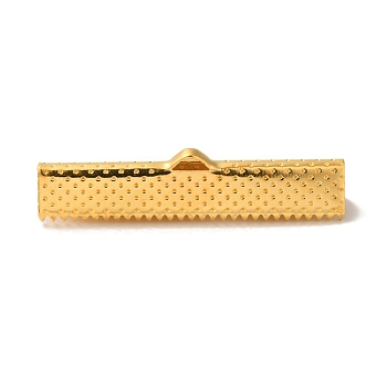 Iron Ribbon Crimp Ends, Golden, 8x35mm, Hole: 1mm