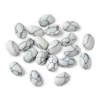 Synthetic Howlite Cabochons, Oval, 6x4x2~2.5mm