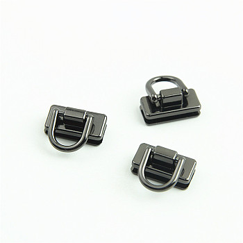 Zinc Alloy Side Clip Buckles Nail Rivet Connector Clasp, with D Ring, for Bag Hanger, Gunmetal, 10x20mm, Inner Diameter: 7.5x9mm