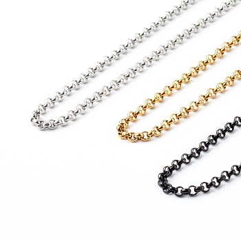 304 Stainless Steel Rolo Chain Necklaces Sets, Mixed Color, 18.11 inch(460mm), 3pcs/set