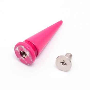 Zinc Alloy Rivets, with Iron Screw, Cone, Fuchsia, 25x10mm