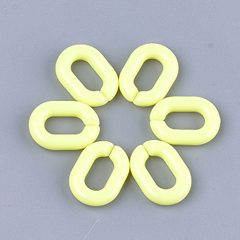 Acrylic Linking Rings, Quick Link Connectors, For Jewelry Chains Making, Oval, Yellow, 19x14x4.5mm, Hole: 11x5.5mm