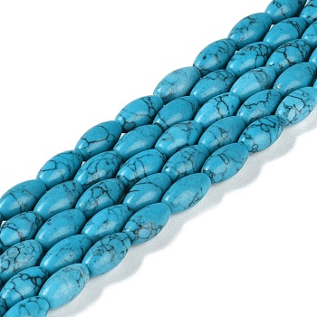 Synthetic Gemstone Dyed Beads Strands, Oval, 12x6mm, Hole: 0.9mm, about 33~34pcs/strand, 15.55''~15.94''(39.5~40.5cm)