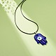 Collier pendentif mauvais œil au chalumeau bleu avec cordon ciré pour femme(NJEW-JN03955-02)-2