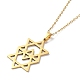 201 Stainless Steel David Star Pendant Necklace with Cable Chains(NJEW-Q317-07G)-2