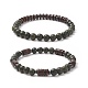 Natural Serpentine & Synthetic Non-magnetic Hematite Beads Energy Stretch Bracelets Set(BJEW-JB07142-05)-1