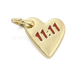 Brass Enamel Pendants, Heart, Long-Lasting Plated, Rack Plating, Lead Free & Cadmium Free, Ion Plating(IP), with Jump Ring, Real 18K Gold Plated, 9x8.5x1.5mm(KK-H527-01A-G01)