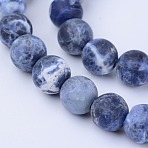 Natural Sodalite Beads Strands, Frosted, Round, 8~8.5mm, Hole: 1mm, about 45~48pcs/strand, 14.5 inch(G-Q462-8mm-07)