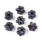 Round Natural Cultured Freshwater Pearl Beads, Dyed, Handmade Ball Cluster Beads, Black, 10~14mm, Hole: 0.5mm(PEAR-N020-10G)