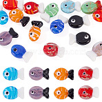16Pcs 4 Styles Handmade Lampwork Beads, Fish, Mixed Color, 19~21x12.5~13x9~10.5mm, Hole: 1.2~18mm, 4pcs/style(LAMP-TA0001-94)