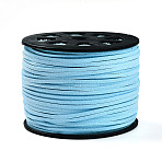 Faux Suede Cords, Faux Suede Lace, Light Sky Blue, 1/8 inch(3mm)x1.5mm, about 100yards/roll(91.44m/roll), 300 feet/roll(LW-S028-33)