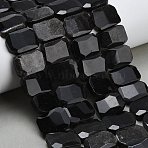 Natural Sliver Obsidian Beads Strands, Rectangle, Faceted, 15x20x6mm, Hole: 1.5mm, about 25pcs/strand, 14.96 inch(38cm)(G-C285-A14-01)