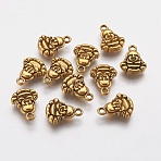 Alloy Pendants, Cadmium Free & Lead Free, vAntique Golden, 14x11x3.5mm, Hole: 1.5mm(X-PALLOY-22330-AG-RS)