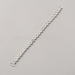 Brass with Rhinestone Links, Silver, 176x11x5mm, Hole: 8.5x4mm(AJEW-WH0475-88C)