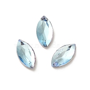 Glass Rhinestone Cabochons, Point Back & Back Plated, Faceted, Horse Eye, Light Azore, 8x4x2.5mm(RGLA-P037-09A-D202)