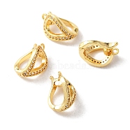 Brass Micro Pave Clear Cubic Zirconia Twister Clasp, Teardrop, Real 18K Gold Plated, 13.5x9.5x8mm, Hole: 1mm(FIND-WH0120-51G)