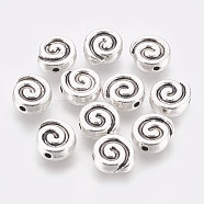 Tibetan Style Alloy Beads, Antique Silver, Lead Free & Cadmium Free, 9x8x3.5mm, Hole: 2mm(X-LF10827Y)