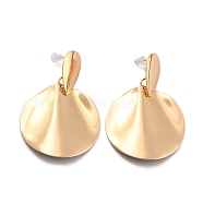 Twist Flat Round Iron Stud Earrings for Girl Women, Light Gold, 56mm, Pin: 0.8mm(EJEW-I258-09KCG)