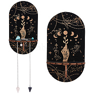 Wooden Wall-Mounted Small Crystal Display Shelf, Witch Hanging Crystal Holder with Rose Quartz, Blue Goldstone, Synthetic Turquoise, for Crystal Dowsing Pendulum Pendant Storage, Moon Pattern, Finish Product: 21.5x11.6x8.5cm(DIY-CN0002-25A)