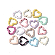 Spray Painted Alloy Spring Gate Rings, Heart, Mixed Color, 25x26x4.5mm, Inner Diameter: 14x14.5mm(PALLOY-F293-03)