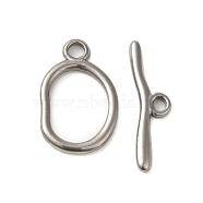 304 Stainless Steel Toggle Clasps, Oval, Stainless Steel Color, Oval: 24.5x15.5x3mm, hole: 3.5mm, rod: 7.5x28x2mm, hole: 3m(STAS-Q324-09P)