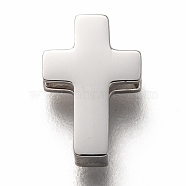 304 Stainless Steel Slide Charms, Cross, Stainless Steel Color, 12x8x3.5mm, Hole: 8x1.5mm(STAS-P270-08P)