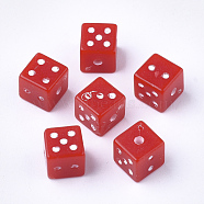 Acrylic Beads, Dice, Red, 7.5x7.5x7.5mm, Hole: 1.5mm, about 1000pcs/500g(MACR-3030-A06)