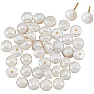 Half Drilled Natural Cultured Freshwater Pearl Beads, Half Round, Seashell Color, 5~6x4~4.5mm, Hole: 1mm, 20 pairs/box(PEAR-NB0001-89)