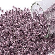 TOHO Round Seed Beads, Japanese Seed Beads, (267FM) Metallic Rose Lined Crystal Rainbow Matte, 11/0, 2.2mm, Hole: 0.8mm, about 3000pcs/10g(X-SEED-TR11-0267FM)