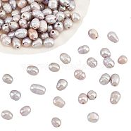 Large Hole Pearl Beads, Natural Cultured Freshwater Pearl Loose Beads, Dyed, Oval, Gray, 7~10x7~8mm, Hole: 1.8mm, 100pcs/box(PEAR-NB0001-50)