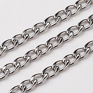 304 Stainless Steel Twisted Chains Curb Chains, Unwelded, Stainless Steel Color, 3x1mm(CHS-L015-26)