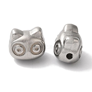 Non-Tarnish 304 Stainless Steel Beads, Cat, Stainless Steel Color, 9x11x8mm, Hole: 1.6mm(STAS-I305-136P)