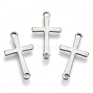 201 Stainless Steel Links Connectors, Laser Cut, Cross, Stainless Steel Color, 17x9.5x0.7mm, Hole: 1.2mm(STAS-R116-088)