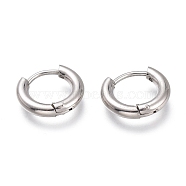201 Stainless Steel Huggie Hoop Earrings, with 304 Stainless Steel Pin, Hypoallergenic Earrings, Ring, Stainless Steel Color, 13.5x2.5mm, 10 Gauge, Pin: 1mm(EJEW-O095-05-08)