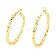 Brass Hoop Earrings, Long-Lasting Plated, Round Ring, Real 18K Gold Plated, 43.5~46x40x3mm, Pin: 0.6mm(EJEW-F273-04A-G)
