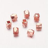 Séparateurs perles en alliage, facette, colonne, or rose, 3x3mm, Trou: 1.5mm(X-PALLOY-C077-RG)