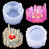 Crystal Cluster Shape DIY Tealight Candle Holder Molds, Resin Casting Molds, for UV Resin, Epoxy Resin Craft Making, White, 8x6cm(CAND-PW0013-41)