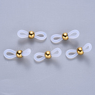 Silicone Eyeglass Holders, Glasses Rubber Loop Ends, with Vacuum Plating 304 Stainless Steel Findings, Golden, 20~22x5~6mm, Hole: 2mm, bead: 4.5x6mm(STAS-S113-004G)